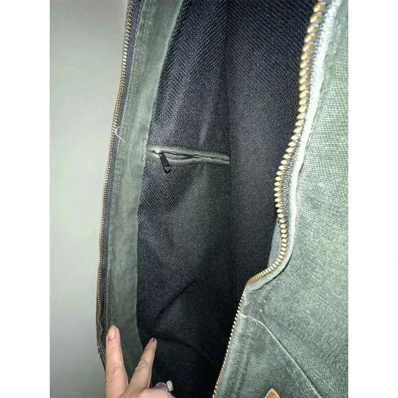 Carhartt J25 MOS Jacket Men’s XL Tall Green Hooded Duck Canvas Workwear Vintage - Picture 5 of 9